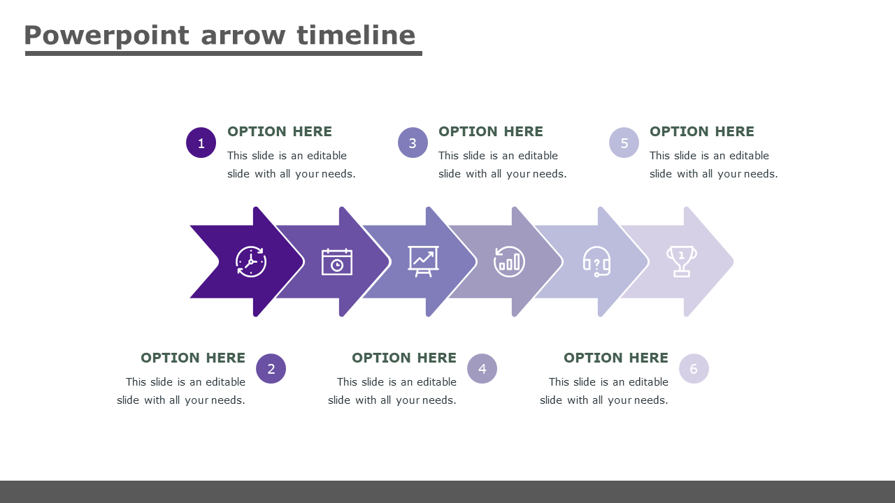 powerpoint arrow timeline-purple